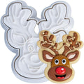 Flycalf Christmas Cookie Cutters for Holiday Baking, with 3D Stamper Reindeer Shapes 3“ Eco-Friendly PLA Kitchen Cake Decorating Birthday Gifts Party Pastry Mold Supplies Biscuit Fondant Tools,3''