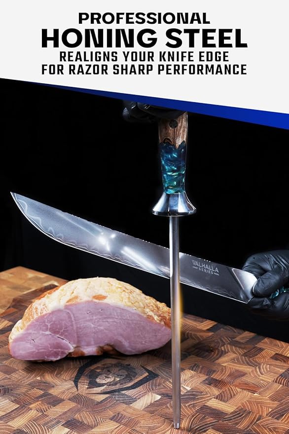 Dalstrong Honing Rod - 10 inch - Valhalla Series - SUS430 Stainless Steel - Resin & Wood Handle - Razor Sharp Kitchen Knife Sharpener Chef Knife Polish - Honing Steel - Gift Sharpening Rod