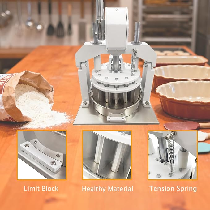 12PCS Table Top Manual Dough Divider 3.17oz-16.93oz Each Piece Hydraulic Hand Dough Cutter Bakery 304 Stainless Steel Tray