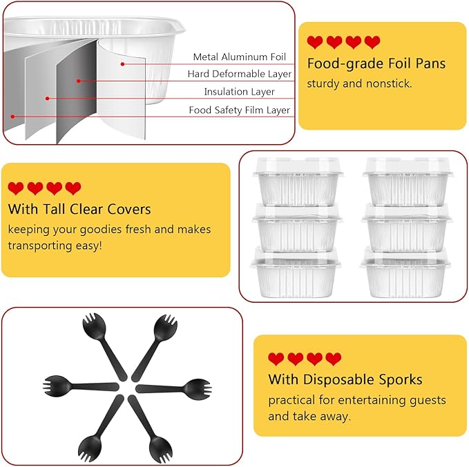 5oz/80pack Mini Cake Pans with Lids,LNYZQUS Foil Cupcake Cups Small Brownie Baking Tins,Square Disposable Ramekins Mini Cheesecake Containers Muffin Holders-White