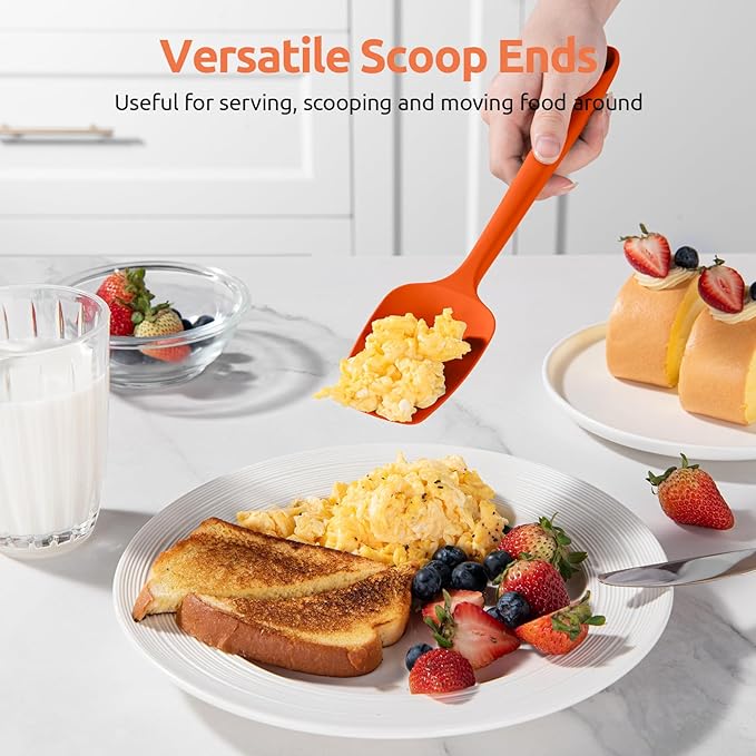 U-Taste Silicone Spatula Set: 600ºF High Heat Resistant, Seamless Food Grade Flexible Rubber Kitchen Cooking Mixing Baking Scraper for Nonstick Cookware Set of 3 (Orange)