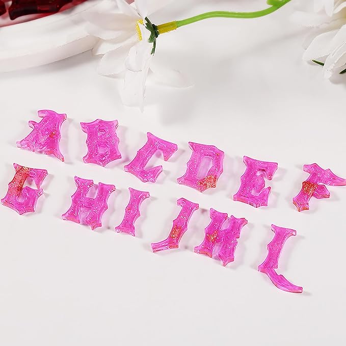 Gothic Mini Letter Alphabet Letter Resin Cylinder Candle & Resin Mold - Resin Casting Silicone Molds for Home Decor & Candle Making Wave Spiral Mold
