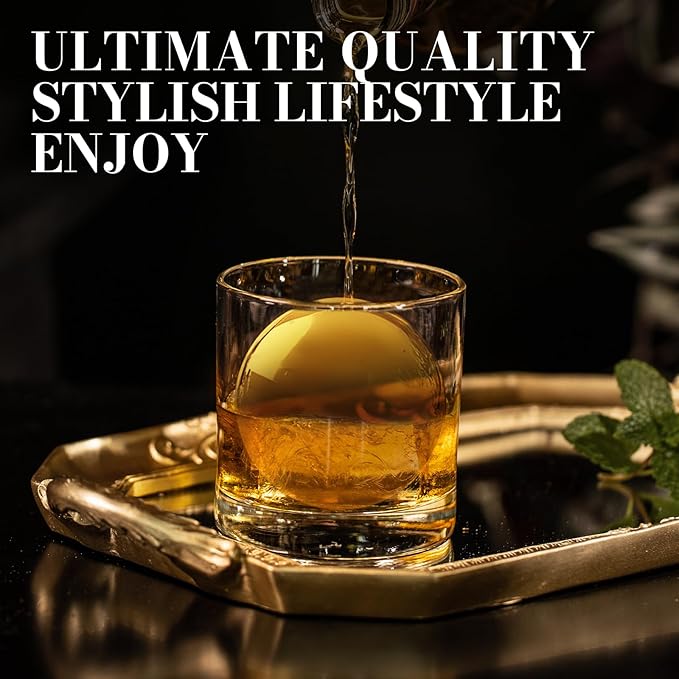 Whiskey Clear Ice Cube Maker, 2.5" Crystal Round Clear Ice Ball Maker for Freezer, 7 Cavity Large Sphere Whisky Ice Maker Circle for Cocktail Bourbon Scotch Brandy, Premium Gift for Lover