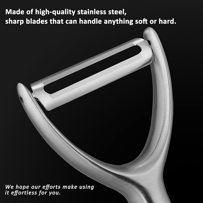 Premium Y Type 304 Stainless Steel Multifunctional Kitchen Peeler Real Wood Handle Ultra Sharp Blade Vegetable Potato Apple(Wenge)