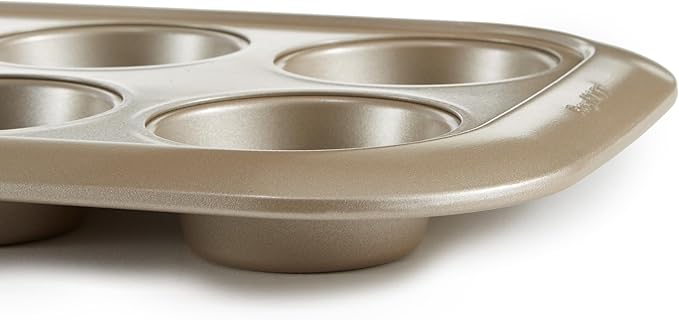 Berghoff Balance Nonstick 6 cup Cupcake/Muffin Baking Pan 2.5" x 1", Lightweight Carbon Steel, Ferno-Green, Non-toxic Coating Bakeware, Easy Food Release, Oven Safe Up To 450°F