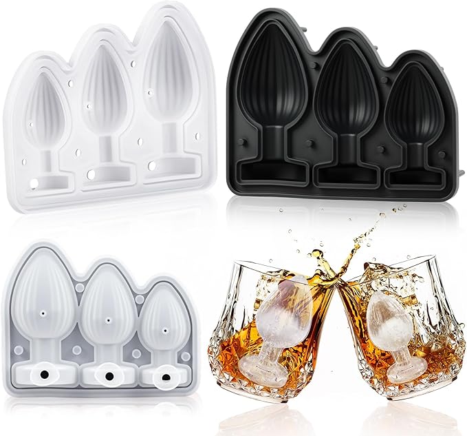 Hoolerry Ice Cube Molds Cube Trays Fun Shapes Silicone Ice Ball Maker with Lid for Whiskey Cocktails Juice Drinks Beverage Crafting Accessories White Elephant Gifting(Black,Multi-size)
