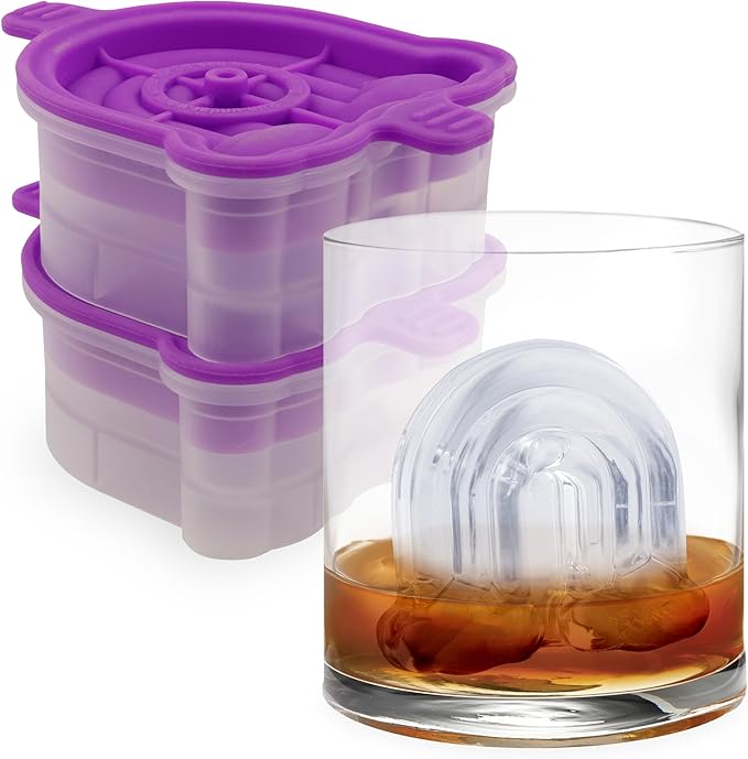 Tovolo Ice Cubes Mold Pack of 2 Large Craft Ice Molds for Whiskey Bourbon Cocktails, Easy Fill No Leak Silicone Ice Molds Gift for Him Stackable Dishwasher Safe BPA Free Heart Ice