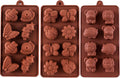 Silicone Molds Non-stick Chocolate Candy Mold,Soap Molds,Silicone Baking mold Making Kit, Set of 3 Forest Theme with Different Shapes Animals,Lovely & Fun for Kids