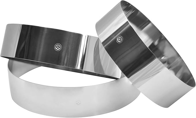 NewlineNY Stainless Steel Cake Mousse Rings for creating Round Appetizers, Molded Salads, Cakes, Mousse and Desserts, 3 Round Cake Mousse Flan Rings 8", 9.5" 10.5" Set