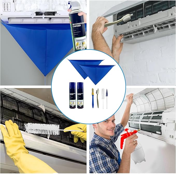 Mini Split Cleaning Kit for Air Conditioner,2 Bottles of air Conditioner Cleaner,2 Air Conditione Waterproof Bag, 4 Wall Mounted Air Conditioner Cleaning Tools etc.