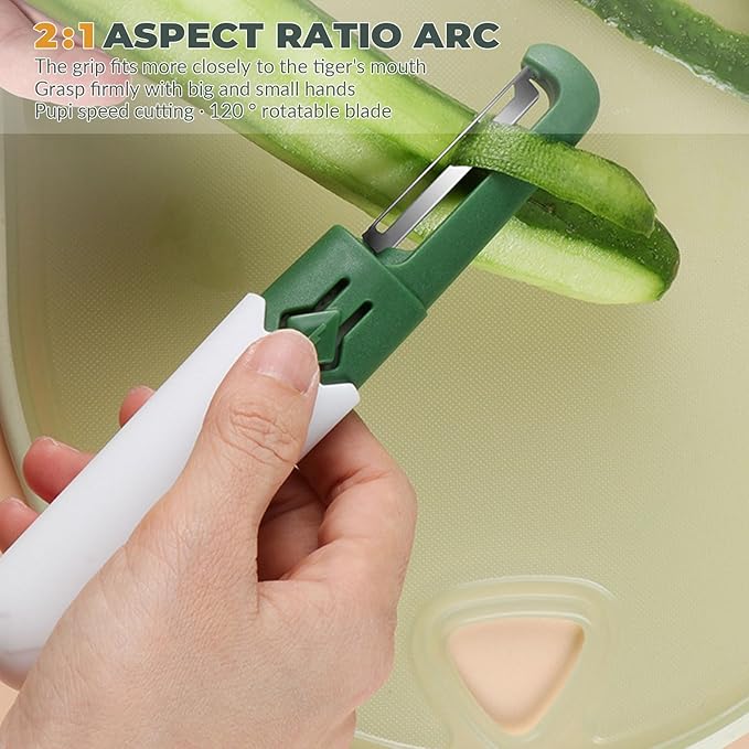 Generic 2 in 1 Stainless Steel Fruit & Vegetable Peeler; Apple & Pear Peeler, Kitchen Peeler (Green, White)