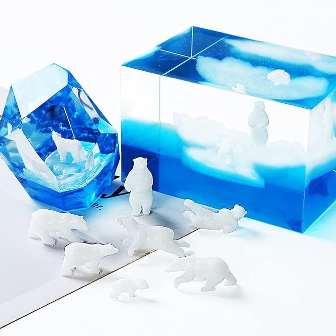 Woohome 12 PCSJewelry Making Supplies Resin Mould Filler, 3D Mini Jellyfish Bear Penguin Whale Resin Casting Moulds Fillers, 3D Resin Filler Art Craft Supplies Epoxy Moulds for Art Resin Crafts DIY