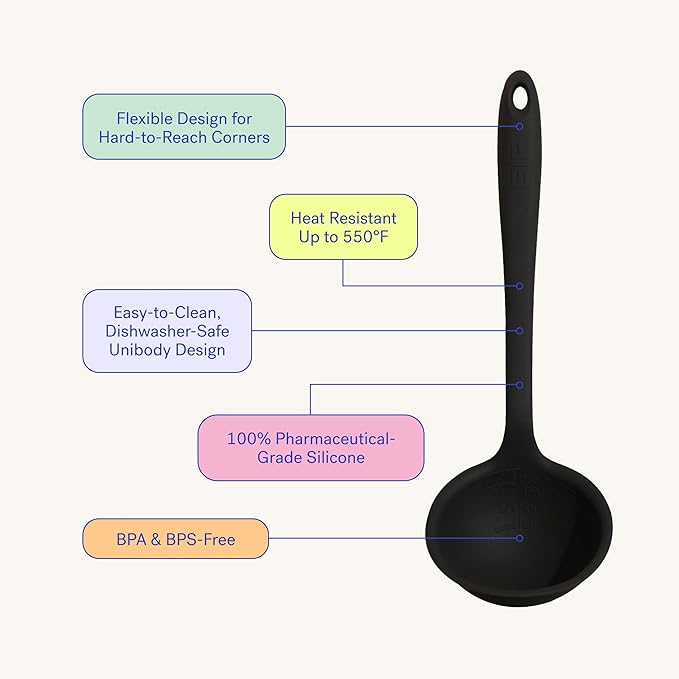 GIR: Get It Right Silicone Ladle Spoon –High Heat Resistant Kitchen Tool, Durable Cooking Utensil for Serving Soups, Stews, Sauces, and Dressings, Ultimate - 13IN - Slate