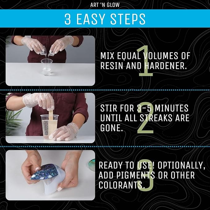 Art 'N Glow Epoxy Resin 2 Gallon Kit - Crystal Clear, UV Resistant, Self Leveling, Food Safe for Table Top, Crafts, Wood, Casting, Jewelry Making, Use with Mica Powder, Silicone Molds, Alcohol Ink