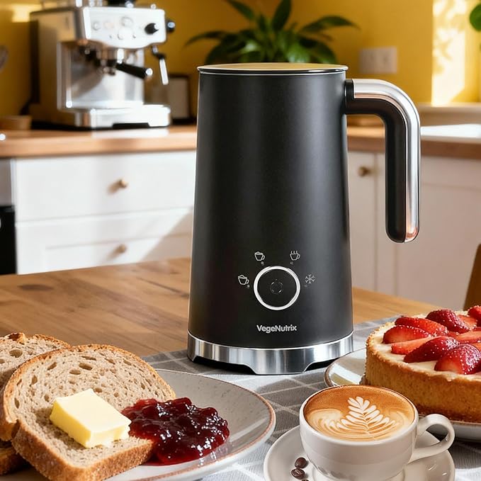 Milk Frother, Electric Milk Frother and Steamer 400W, Automatic Warm and Cold Foam Maker and Milk Warmer 4 in 1 with 2 Whisk for Latte, Cappuccino, Macchiato, Hot Chocolate Coffee