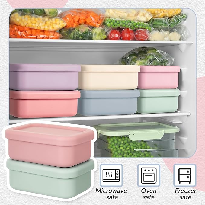 6 Packs 1 Cup Silicone Soup Freezer Molds with Lid Silicone Soup Freezer Trays Rectangle Reusable Food Preserving Tray Freezing Sauces Stews(Multiple Color)