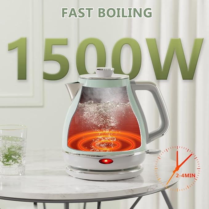 Evoloop Electric Tea Kettle, 1500W /1.0L Hot Water Boiler Heater Pot, Retro Small Electric Kettle, 100% Stainless Steel BPA Free Electric Teapot, Auto Shut-Off & Boil-Dry Protection