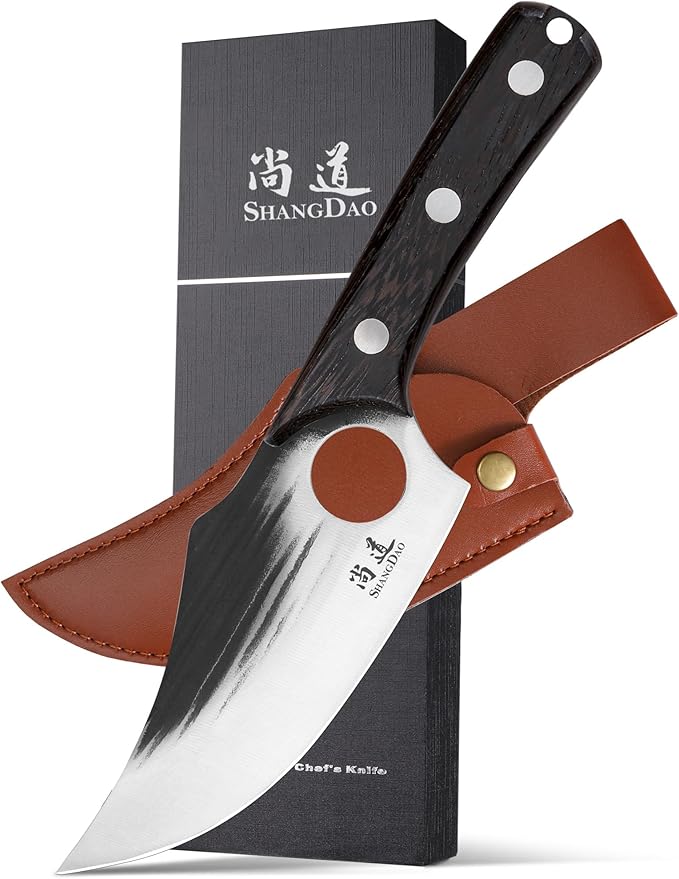 SHANGDAO Boning Knives, 6 ″ Viking Boning Knife for Meat Cutting, High-carbon steel Chopper Knife, Forged Blade & Wood Handle, Hand Forged Full Tang Knife