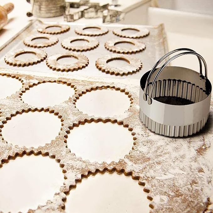 Stainless Steel Biscuit Cutter Set Pastry Scraper and Dough Blender Sturdy & Long-Lasting with Ergonomic Rubber Grip Professional Baking Dough Tools, Gift Package 4 Pcs/Set