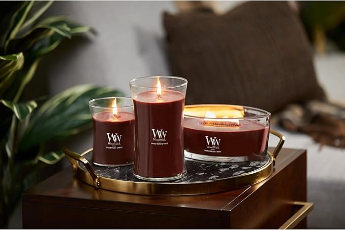 WoodWick Smoked Walnut & Maple Holiday Candle Gifts for Women and Men, 16 oz Ellipse Candle with Crackling Wick