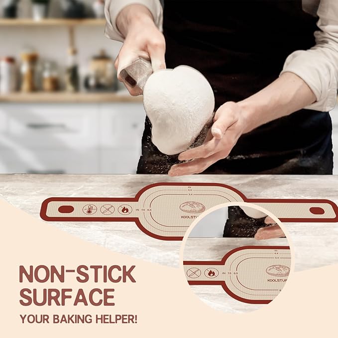 Silicone Bread Sling Oval and Round, 2 PCS Nonstick＆Reusable Bread Baking Mats, Easy-To-Clean Dutch Oven Liners, Sourdough Bread Baking Supplies (Oval and Round, Red)