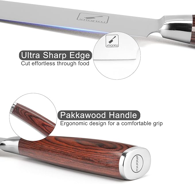 imarku Chef Knife - Pro Kitchen Knife 8 Inch Chef's Knives High Carbon Japanese SUS440A Stainless Steel Sharp Paring Knife with Ergonomic Handle, Red Handle, Christmas Gifts for Men and Women