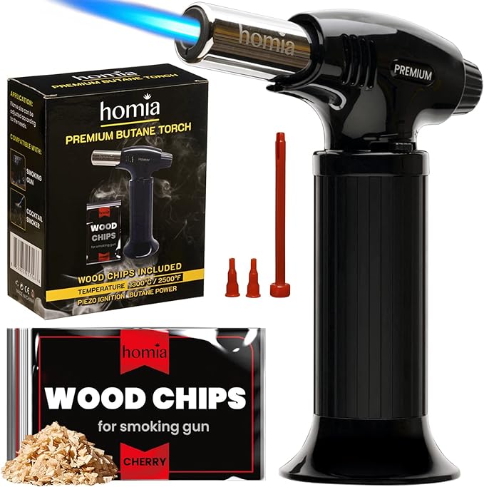 Cocktail Smoker Kit Butane Torch - Premium Quality Wood - Wooden Bar Smoker for Cocktails - Old Fashioned Cocktails, Whiskey or Bourbon, Drinks - Gift for Men