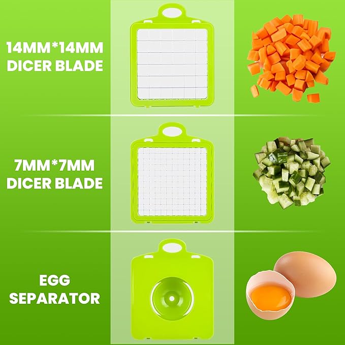 15-in-1 Vegetable Chopper & Mandoline Slicer by Global Digitronix – BPA-Free Veggie Cutter with Stainless Steel Blades, Onion Chopper & Food Dicer, Fruit & Vegetable Slicer – Black & Green