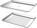 Baking Sheet Set with Rack 18" Non-Toxic Bakeware Set Baking Trays for Oven, 100% Recycled Aluminum, 2pc Bakeware Set Baking Sheets 18" Never Rust, PTFE,PFAS,PFOA Free by Baker's Secret