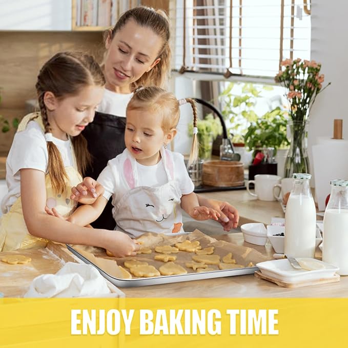 Baking Sheet, Cookie Sheet, Stainless Steel Baking Pan, 2 Piece-17.3''x 12.3'' x 1'', Half Sheet Pan for Oven, Baking Tray for Baking&Roasting, Nonstick&Nontoxic&Easy Clean