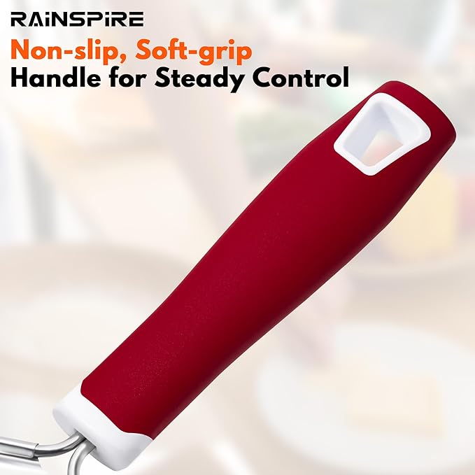 Rainspire Professional Cheese Graters for Kitchen Stainless Steel Handheld, Metal Lemon Zester Grater With Handle For Cheese, Chocolate, Spices, Kitchen Gadgets Tools, Soft Grip Handle (Red)