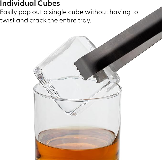 W&P Peak Silicone Extra Large Cube Ice Tray w/ Protective Lid | Charcoal | Easy to Remove Ice Cubes | Food Grade Premium Silicone | Dishwasher Safe, BPA Free