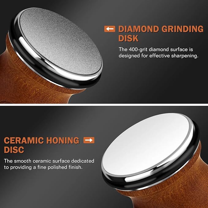 Rolling Knife Sharpener- Diamond Knife Sharpening Kit- Professional Magnetic Sharpening System- Circular Knife Sharpener Roller with Fixed Angle Support 12° 15° 2° 25°