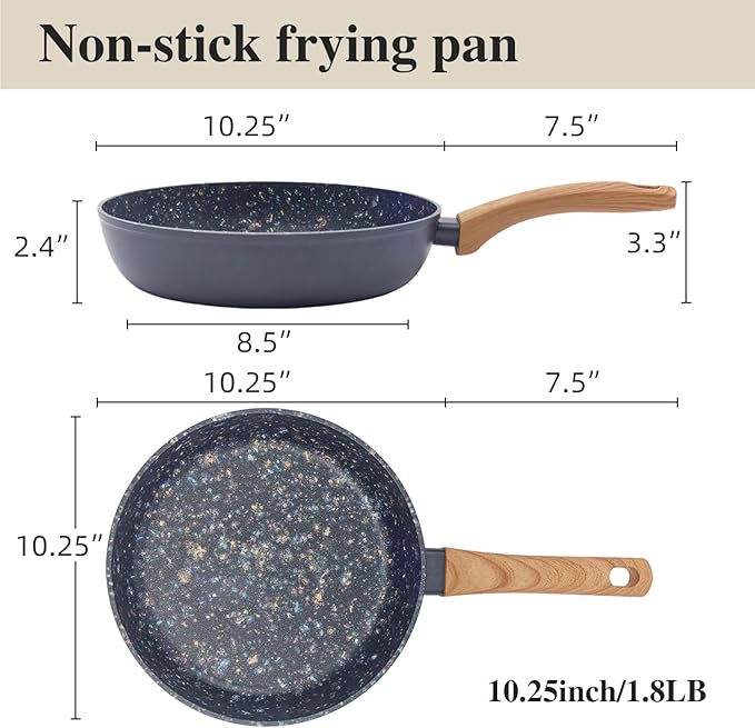 10.25 Inch Nonstick Frying Pan Skillet, Superior PFOA-Free & Non-Toxic Coating, 3mm Aluminum for Even Heat, Induction Compatible, Dishwasher Safe for Eggs & Pancakes