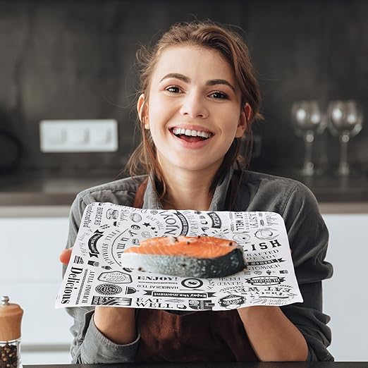 1400 Pcs 12 x 12 Inch Deli Wax Paper Sheets Grease Resistant Tray Basket Liners Newsprint Paper Water and Grease Proof Sandwich Wrapping Square Hot Dog Wrappers for Food Baking (White)