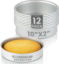 Restaurantware-Met Lux 10 x 2 Inch Straight-Sided Baking Tins, 12 Round Cake Pans - Oven-Ready, Freezable, Anodized Aluminum Round Baking Pans, Greaseproof, For Layer Birthday Cakes