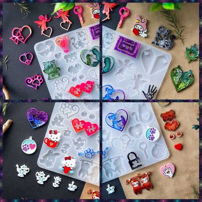 37PCS resin molds silicone hearts uv resin Epoxy Resin Molds silicone molds for resin Resin Molds Silicone Clearance Resin Mold for DIY Silicone Molds for Crafts Silicone Molds for Epoxy Resin
