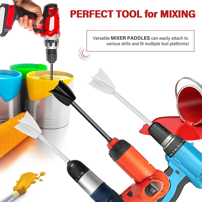 4 Pcs Resin Mixer Paddles for Resin Drill, Epoxy Mixer Attachment for Drill, Paint Mixer/Paint Stirrer for Mixing Resin, Epoxy, Silicone Molds