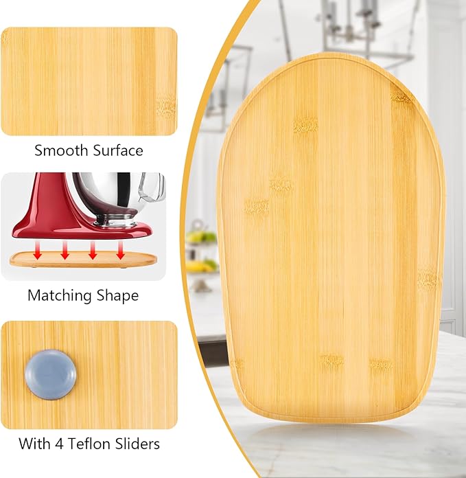 Mixer Mat Slider for KitchenAid 4.5-5 Qt Tilt Head Stand Mixer - Bamboo Kitchen Appliance Sliding Tray Mixer Mover Slider Board Compatible with Kitchen aid 4.5-5 Qt Stand Mixer, KitchenAid Artisan