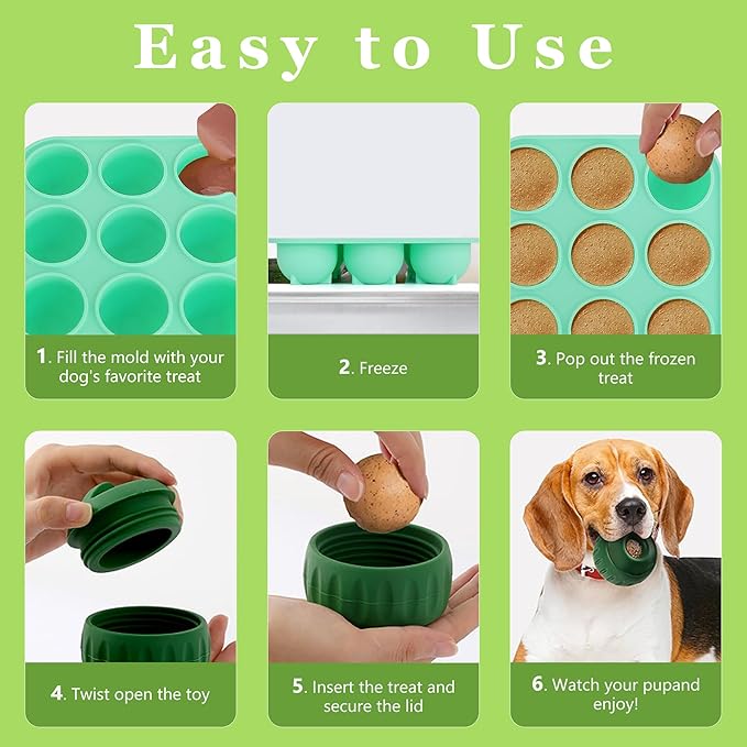 9Cavities Silicone Dog Treat Mold for Woof Pupsicle & Power Chewer Pupsicle, Frozen Dog Treat Molds for Making Refill Treats, Reusable Treat Tray for The Pupsicle Toy 25-75lbs (Extra Large)