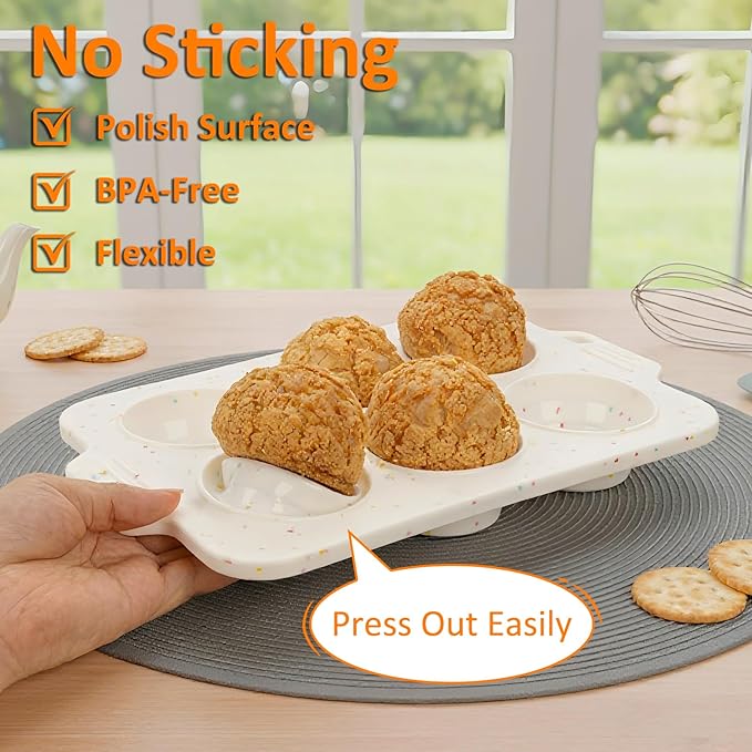 Silicone Muffin Pan for Baking, Collapsible Muffin Pan with Metal Reinforced Frame, Non-stick Silicone Molds for Baking, BPA Free & Oven Safe Cupcake Pan, Regular Size 6 CUP Non-Toxic (2 Pack)