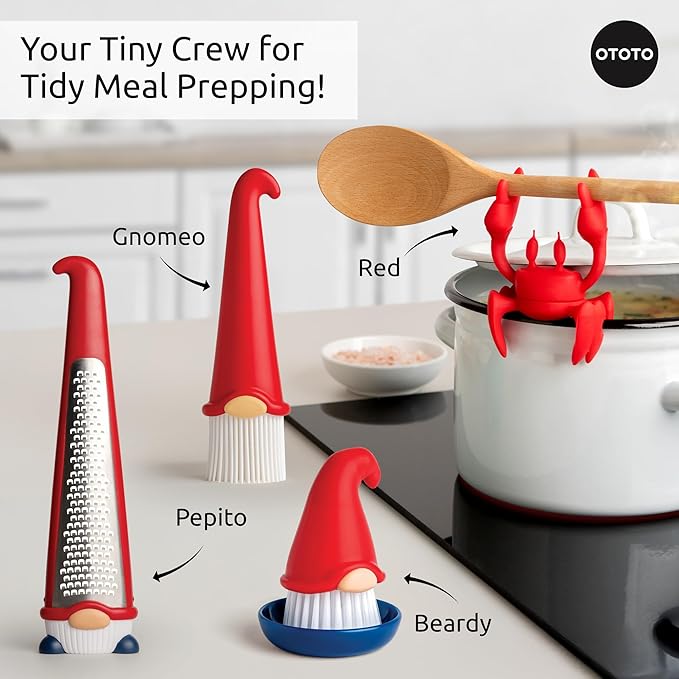 OTOTO Gnomeo Pastry Brush - Silicone Basting Brush for Cooking, Spread Oil Butter Sauce for BBQ Grill Baking, Gnomes Gifts for Women, Cute Funny Kitchen Gadgets