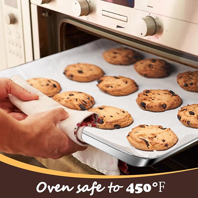 Baking Sheet with Racks Set [2 Sheets + 2 Racks], Stainless Steel Baking Sheets with Cooling Racks, Nonstick Pan, Warp Proof & Rust Proof & Easy to Clean, Size 18 X 13 X 1 Inch