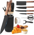 Knife Set, 7-Piece Kitchen Knife Set with Sharp Chef and Meat Knives, Anti-Rust Utility Knives Set for Kitchen, Kitchen Knife Block Set – Black