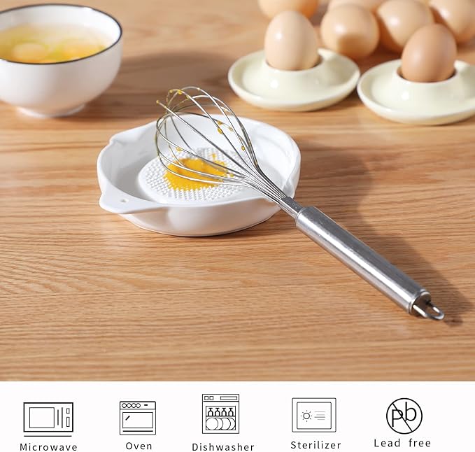 Ceramics Grater Plate for Ginger, Garlic, Onion, Cheese, Lemon, Chocolate, Vegetables and Fruits for Kitchen, Set of 2, White