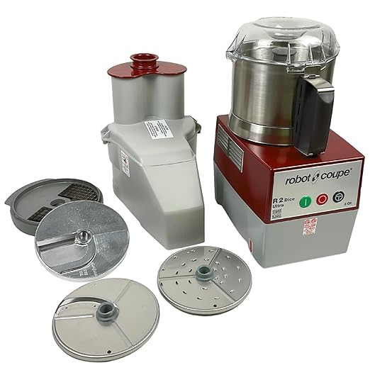 Robot Coupe R2U DICE Combination Food Processor with 3 Quart Bowl, Stainless Steel, Continuous Feed & 4 Discs, 2 hp, 120v,R2 DICE Ultra