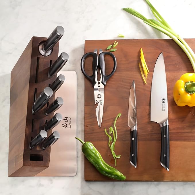 Cangshan HELENA Series German Steel Forged, HUA Knife Block Set (12-Piece, Black)