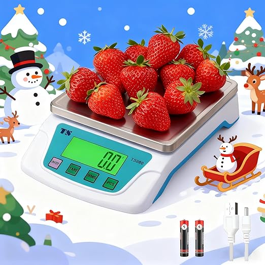 Digital Kitchen Scale 22lb/10kg,Food Scales for Kitchen 6 Units Accurate 0.007zo/0.2g with Stainless Steel Platform LCD Display Tare Pcs Small Weighing Scale for Cooking with Batteries