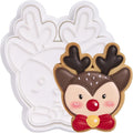 Flycalf Christmas Cookie Cutters Reindeer with Plunger Stamps Holiday PLA Baking Accessories Cutter Molds Gifts Decorative Party 3.5" Kitchen Cake Supplies