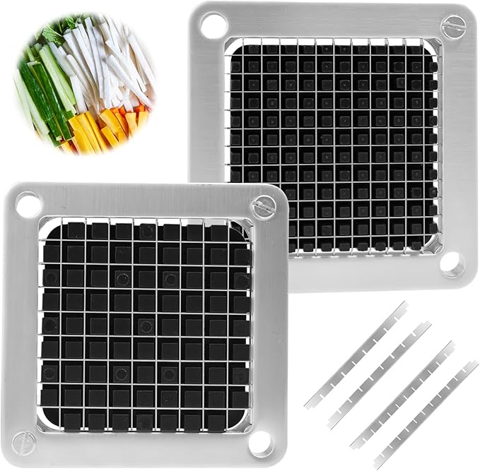 Replacement Chopper 1/4" and 3/8" Blade, 2 PCS Commercial Vegetable Chopper Dicer, French Fry Cutter Stainless Steel Blade for Fruit Cutting Machine Tomato Onion Pusher Block